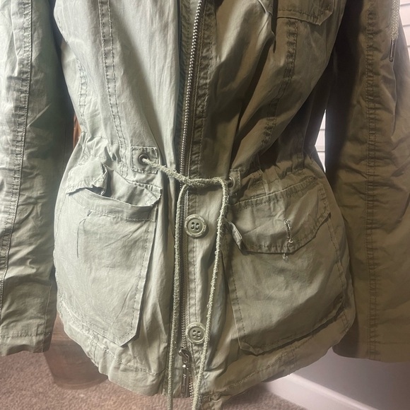 Jou Jou Olive Green Utility Jacket with Hood - Picture 2 of 4